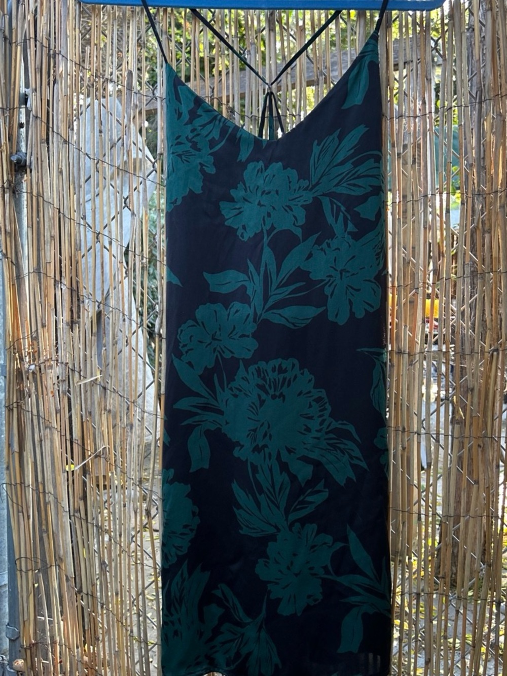 RVCA Black Slip Dress with Teal Floral Print
